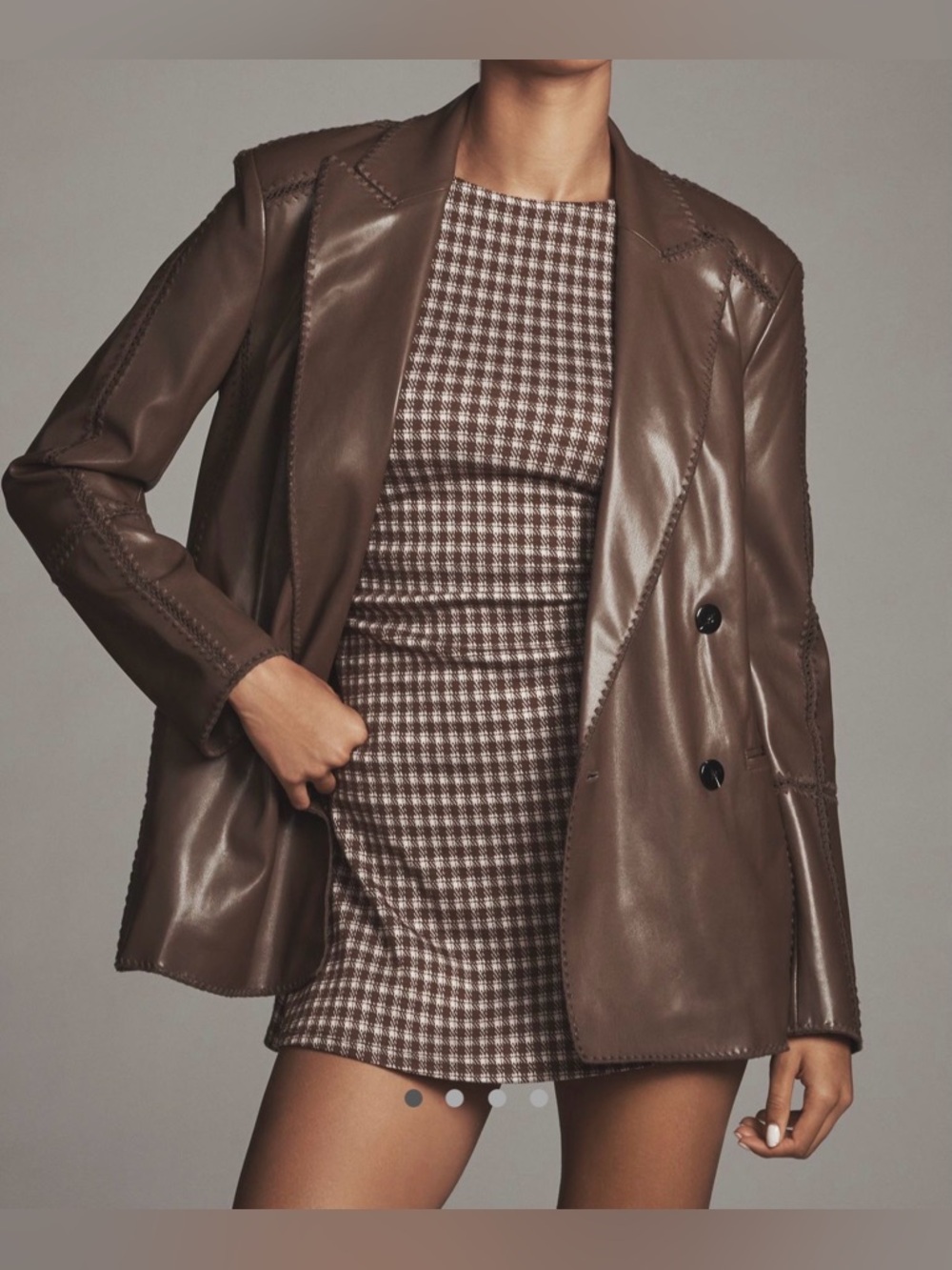 Anthropologie Faux Leather Crochet Stitch Blazer NWT!